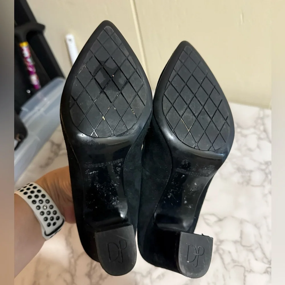 Donald J. Pliner Black Suede Block Heel Pumps - Picture 9 of 11